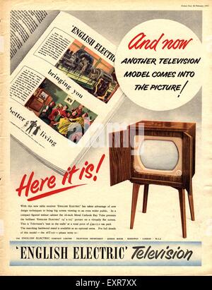 1950s UK English Electric Magazine Advert Stock Photo