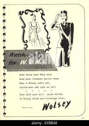 1940s UK Wolsey Magazine Advert Stock Photo