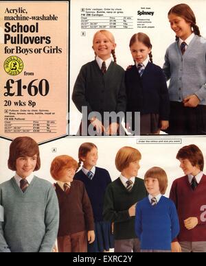 1970s UK School Uniforms Catalogue Plate Stock Photo