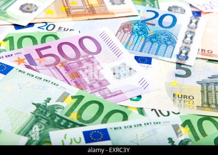 Pile of scattered Euro notes Stock Photo