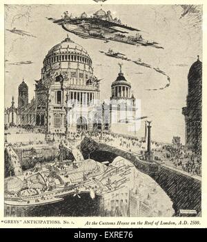 1920s UK London in the Future Magazine Plate Stock Photo