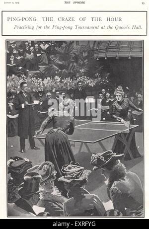 1900s UK Table-Tennis Magazine Plate Stock Photo