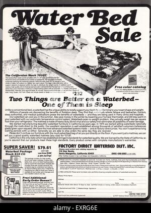 1970s USA Water Beds Magazine Advert Stock Photo