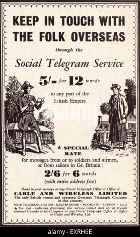 1940s UK Cable and Wireless Magazine Advert Stock Photo - Alamy