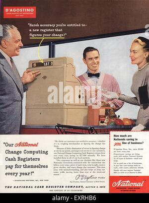 1950s USA National Cash Registers Magazine Advert Stock Photo
