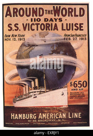 1910s USA Hamburg American Line Poster Stock Photo