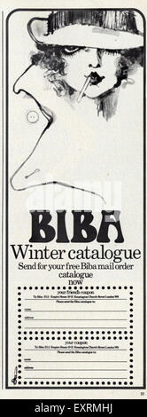 1960s UK Biba Magazine Advert Stock Photo