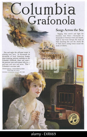 1910s USA Columbia Grafonola Magazine Advert Stock Photo