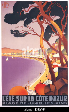 Cannes Côté d'Azur - Été et Hiver - Vintage French Travel Poster