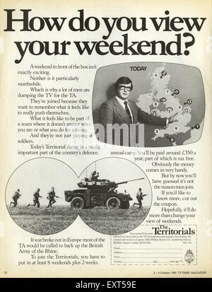 1980s UK Territorial Army Magazine Advert Stock Photo