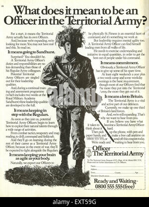 1980s UK Territorial Army Magazine Advert Stock Photo