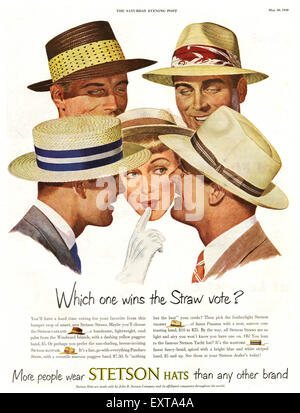 1950s USA Stetson Hats Magazine Advert Stock Photo