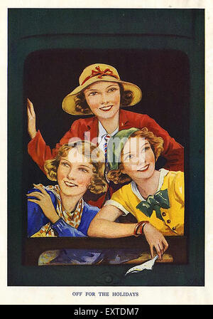 1930s UK Off For The Holidays Book Plate Stock Photo