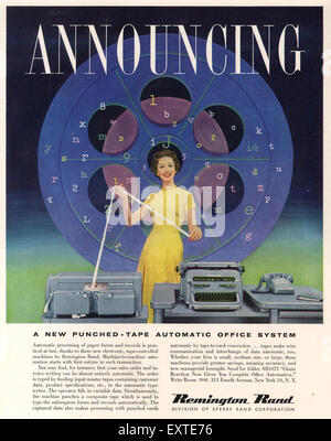 1950s USA Remington Rand Magazine Advert Stock Photo