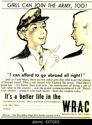 1950s UK WRAC Magazine Advert Stock Photo - Alamy