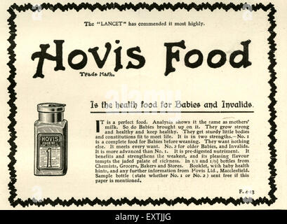 1900s UK Hovis Food Magazine Advert Stock Photo