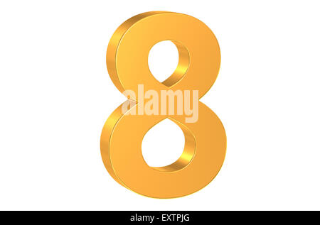 3D golden number 8 isolated on white background Stock Photo