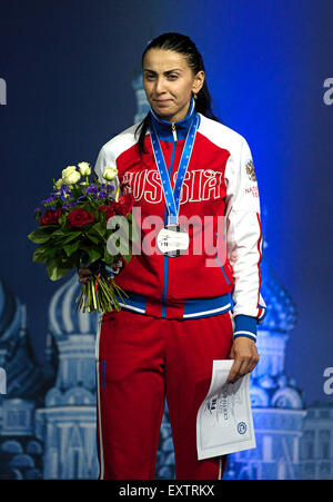 Moscow, Russia. 16th July, 2015. SHANAEVA Aida with silver medal during the women's Individual Foil Fencing match. Day 4th of the 2015 World Fencing Championships in Moscow, Russia. © Anna Sergeeva/ZUMA Wire/Alamy Live News Stock Photo
