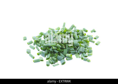 Fresh chives chopped into pieces isolated on white background Stock Photo