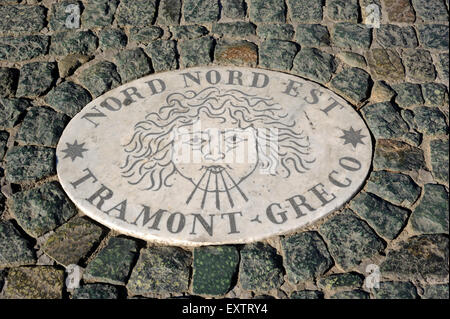 Italy, Rome, St Peter's square pavement, north east wind sign Stock Photo