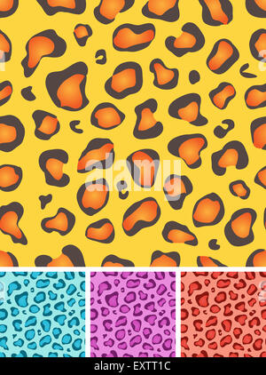 Illustration of a set of seamless wild african leopard or cheetah wallpaper background Stock Photo