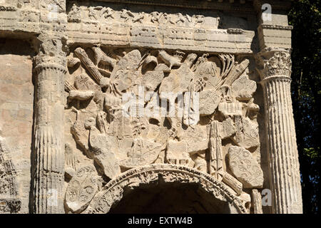 France, Provence, Vaucluse, Orange, roman arch, bas relief Stock Photo