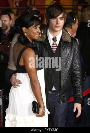 Zac Efron and Monique Coleman attend the DVD Release Premiere of 'High School Musical 2: Extended Edition'. Stock Photo