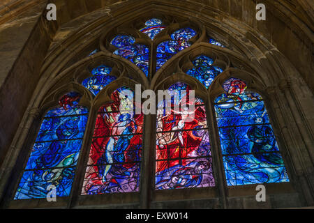 Stained glass of the ambulatory by Marc Chagall, 20th century. Metz Cathedral, Metz,  Lorraine, France