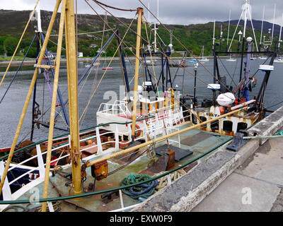 Fishing Boat moored up in Ullapool Harbour, Ullapool,Wester-Ross, Scotland, UK. Stock Photo