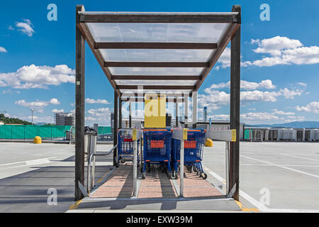 shopping carts in row Stock Photo