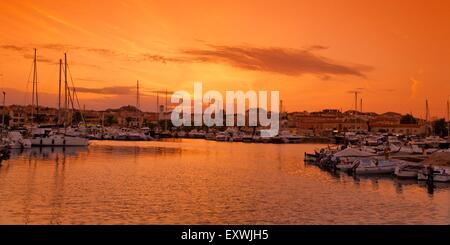 Marina of Palau at sunset, Sardinia, Italy Stock Photo