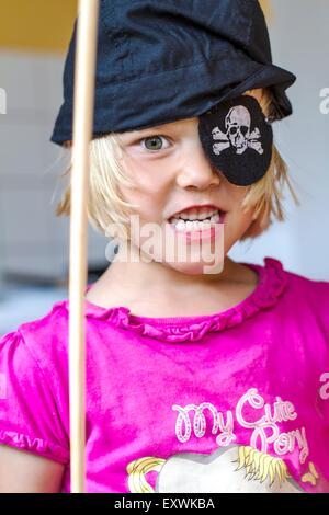 Girl dressed up as pirate, portrait Stock Photo