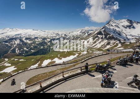 Bikers at Grossglockner High Alpine Road, Austria Stock Photo