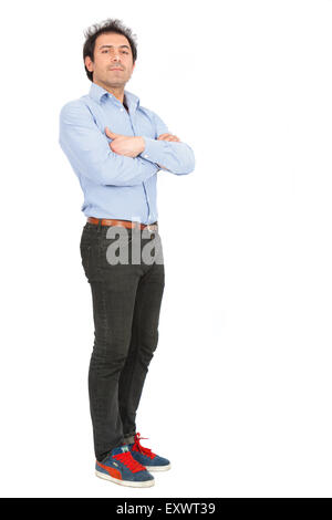 Handsome arabic man doing different expressions in different sets of clothes: posing Stock Photo