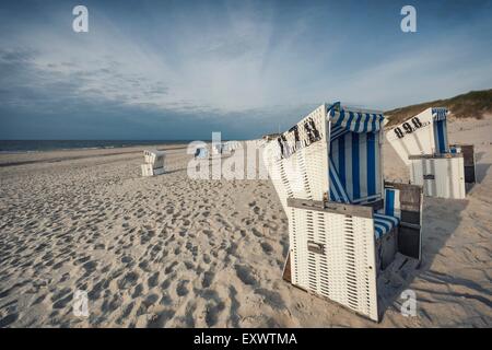 Beach chairs on the beach, Sylt, Schleswig-Holstein, Germany Stock Photo