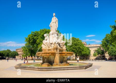 Fontaine Pradier, Esplanade Charles de Gaulle, Nimes, Languedoc-Roussillon, France, Europe Stock Photo