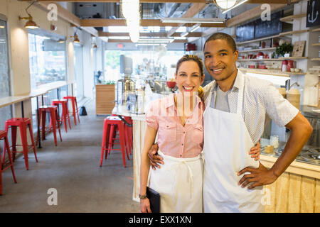 Portrait of bakery owners Stock Photo