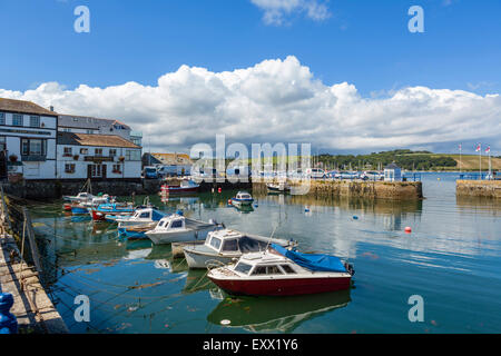 Boats in the harbour at Custom House Quay, Falmouth, Cornwall, England, UK Stock Photo