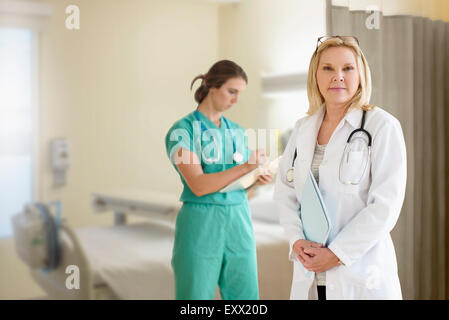 Two female doctors in hospital Stock Photo