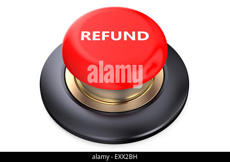 Refund red button isolated on white background Stock Photo