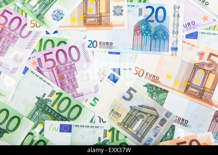 Scattered Euro notes Stock Photo