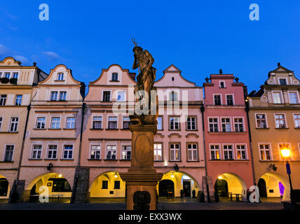 Statues and facades of old town houses Stock Photo