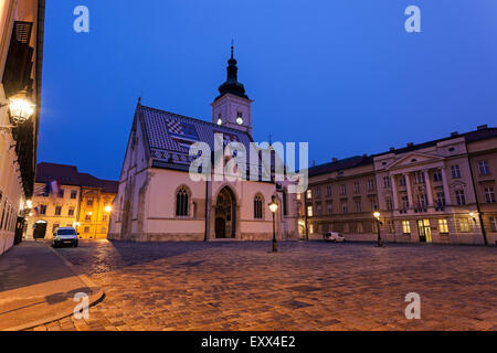 Town square and St. Mark's Church Stock Photo