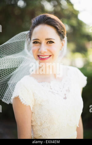 Portrait of smiling bride Stock Photo