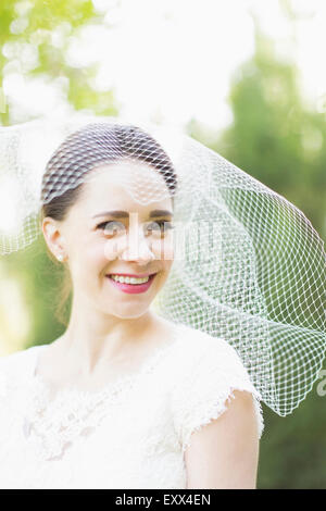 Portrait of smiling bride Stock Photo