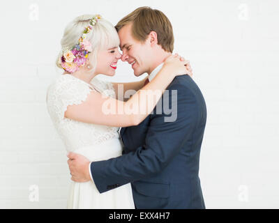Portrait of smiling newlywed couple Stock Photo