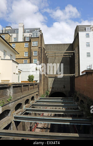 Rear of 23 and 24 Leinster Gardens, London; fake facades which hide the Underground railway beneath. See also front views. Stock Photo