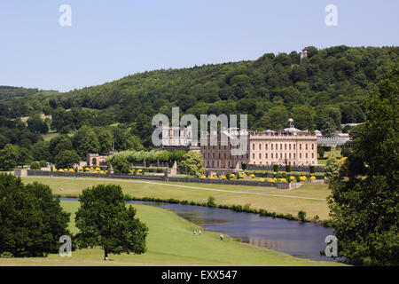 Derbyshre stately home, Chatsworth House in the Peak District National Park, England UK Stock Photo