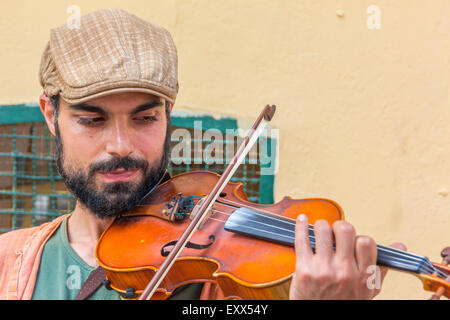 ISTANBUL, TURKEY - MAY 24: A violin man on the street on May 24, 2015 in Istanbul Stock Photo