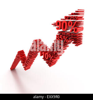 3d rising arrow formed by numbers Stock Photo